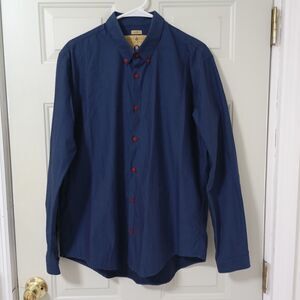 Frank Pierce Tailored Fit Men's Blue Button-Down Dress Shirt, Size XL